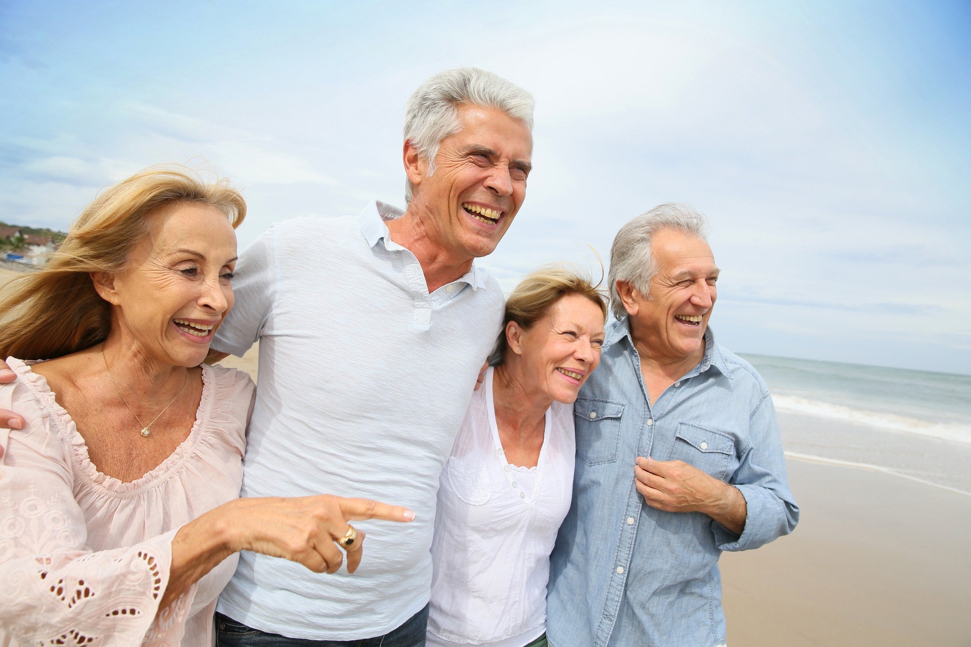 Group of elderly at the beach